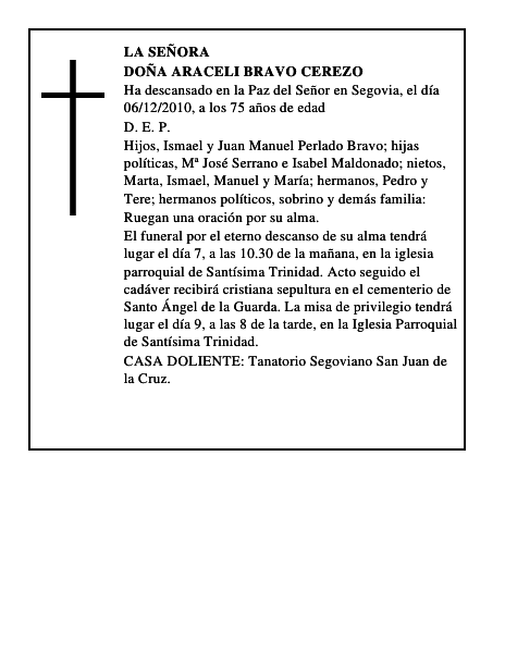 Doña Araceli Bravo Cerezo