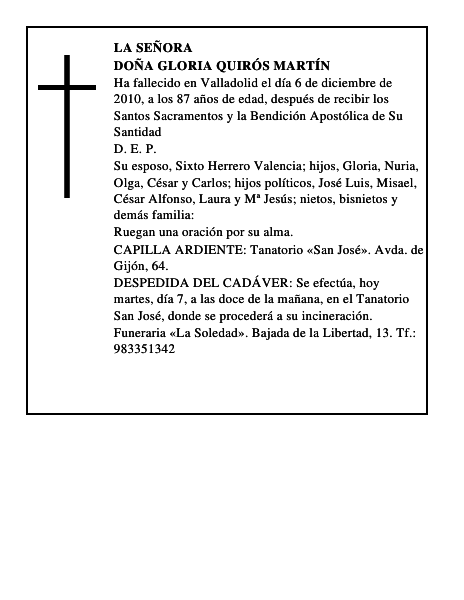 Doña Gloria Quirós Martín