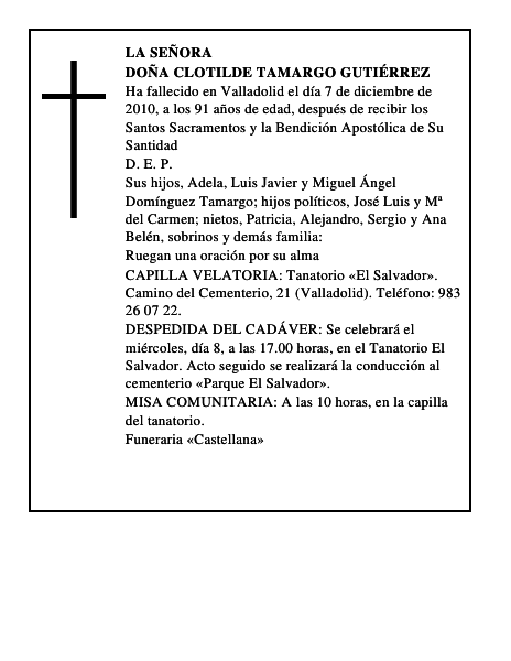 Doña Clotilde Tamargo Gutiérrez