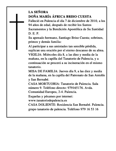 Doña María África Briso Cuesta