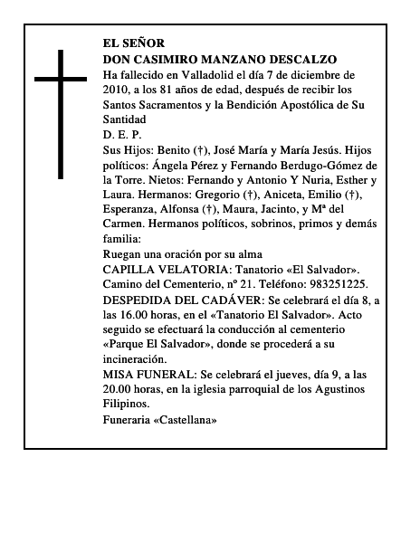 Don Casimiro Manzano Descalzo
