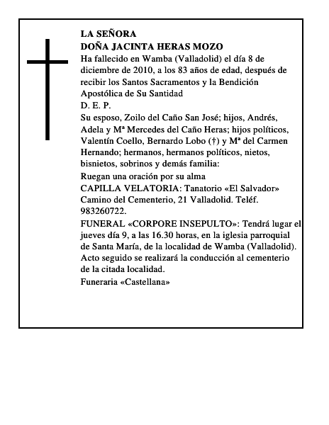 Doña Jacinta Heras Mozo