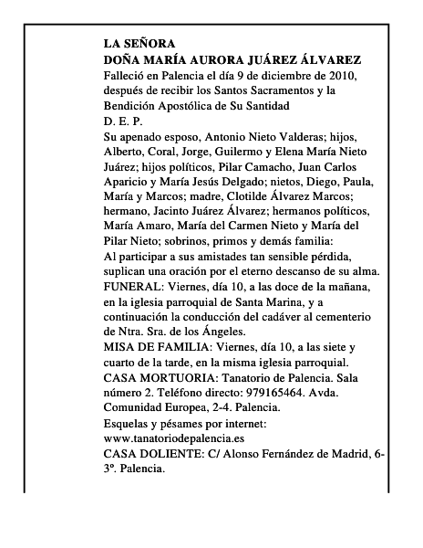 Doña María Aurora Juárez Álvarez