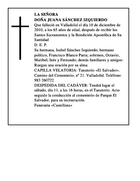 Doña Juana Sánchez Izquierdo