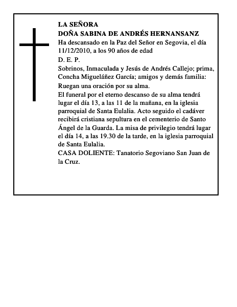 Doña Sabina de Andrés Hernansanz