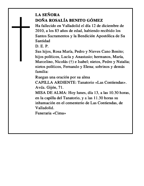 Doña Rosalía Benito Gómez