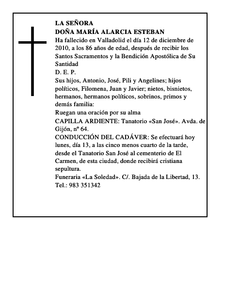 Doña María Alarcia Esteban