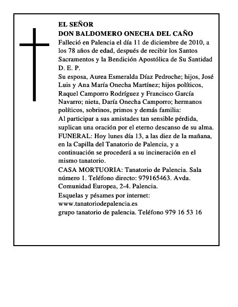 Don Baldomero Onecha del Caño