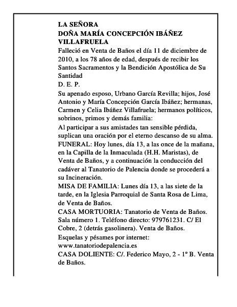 Doña María Concepción Ibáñez Villafruela