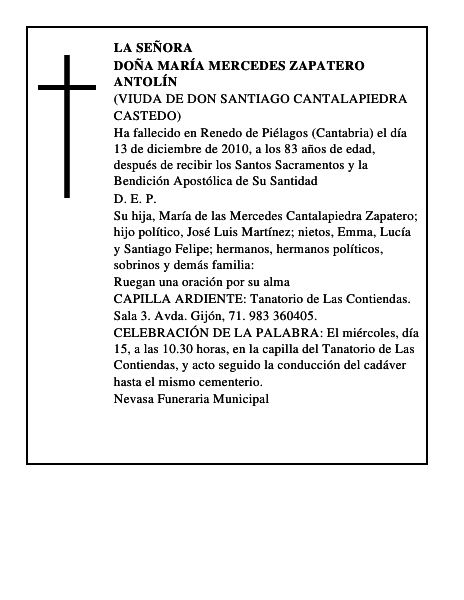Doña María Mercedes Zapatero Antolín