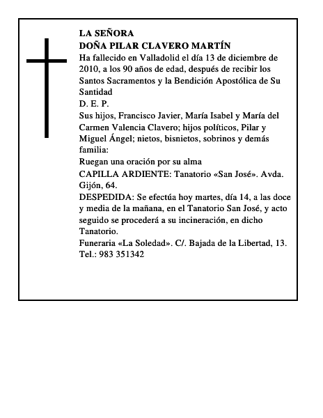 Doña Pilar Clavero Martín