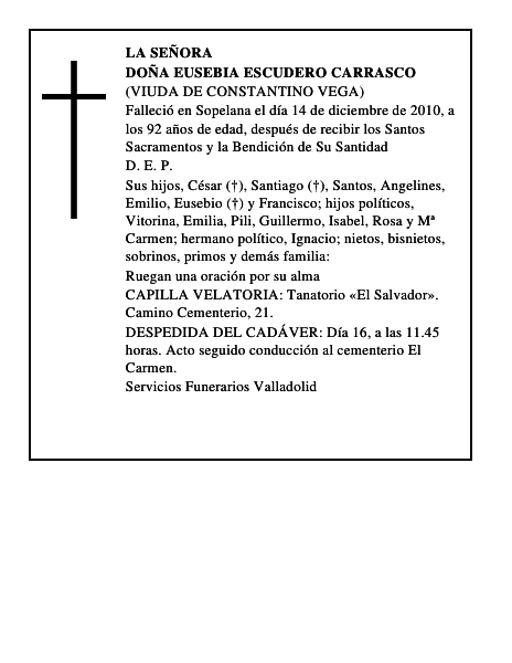 Doña Eusebia Escudero Carrasco