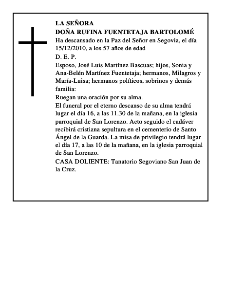 Doña Rufina Fuentetaja Bartolomé