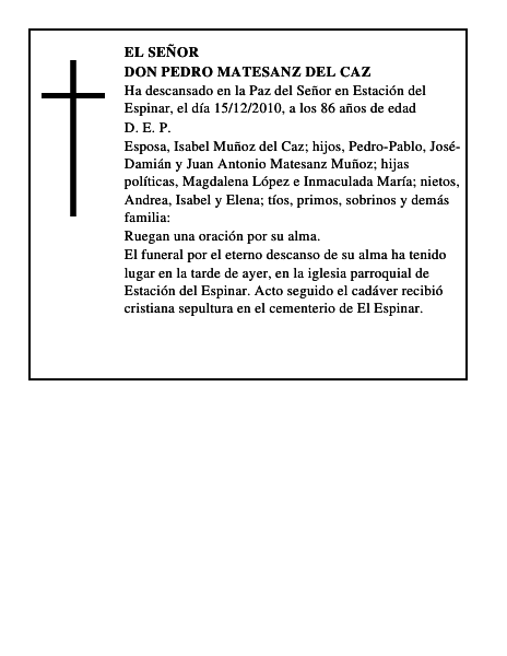 Don Pedro Matesanz del Caz