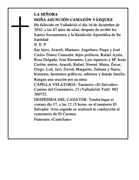 Doña Asunción Camazón Vázquez