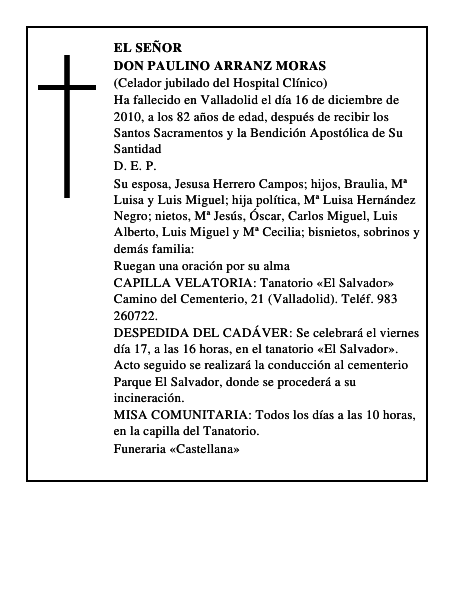 Don Paulino Arranz Moras