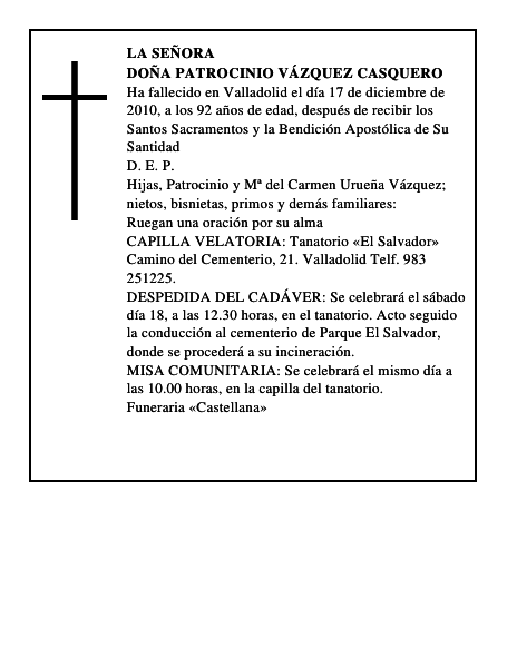 Doña Patrocinio Vázquez Casquero