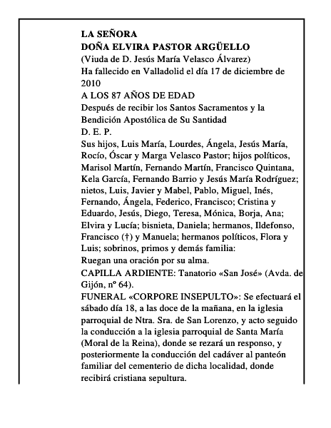 Doña Elvira Pastor Argüello