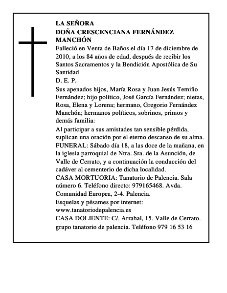 Doña Crescenciana Fernández Manchón