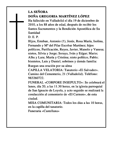 Doña Gregoria Martínez López