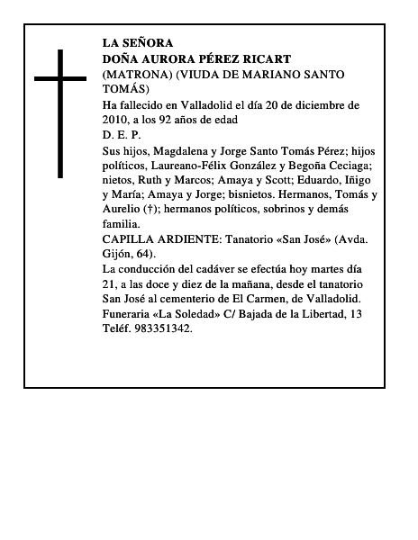 Doña Aurora Pérez Ricart