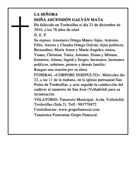 Doña Ascensión Galván Mata