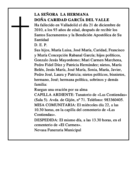 Doña Caridad García del Valle