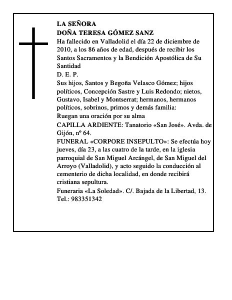 Doña Teresa Gómez Sanz