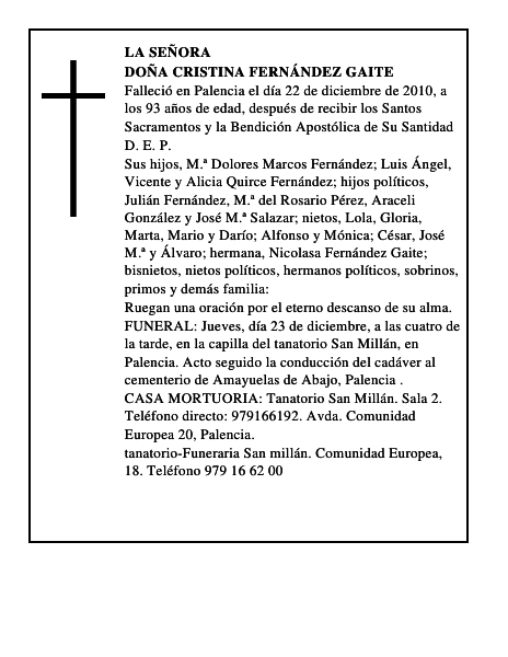 Doña Cristina Fernández Gaite