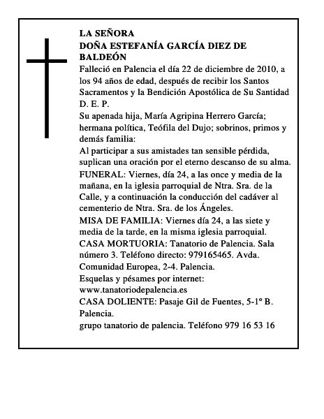 Doña Estefanía García Diez de Baldeón