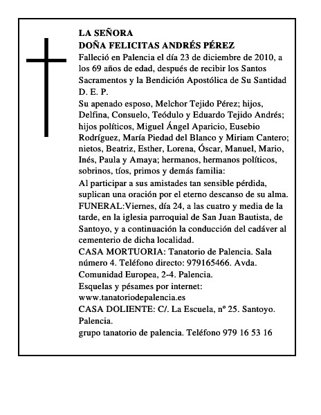 Doña Felicitas Andrés Pérez