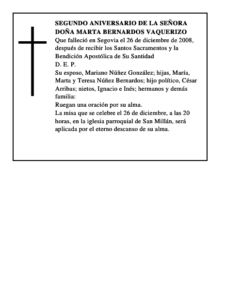 Doña Marta Bernardos Vaquerizo
