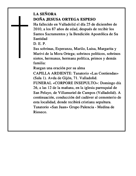 Doña Jesusa Ortega Espeso