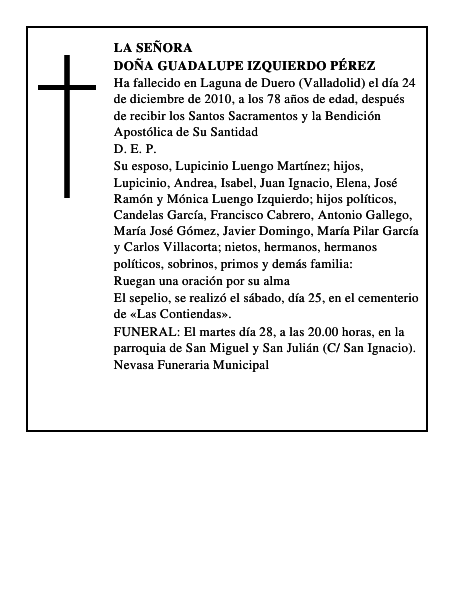 Doña Guadalupe Izquierdo Pérez