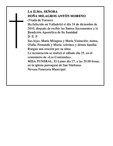 Doña Milagros Antón Moreno