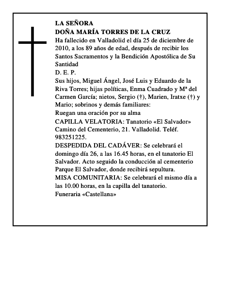 Doña María Torres de la Cruz