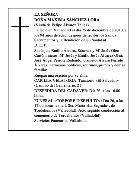 Doña Máxima Sánchez Lora