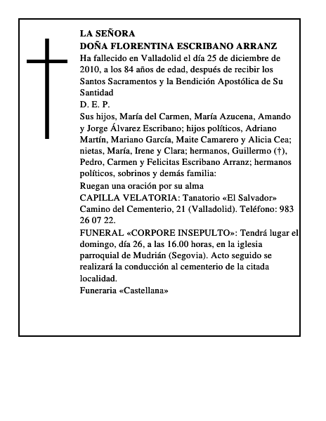 Doña Florentina Escribano Arranz