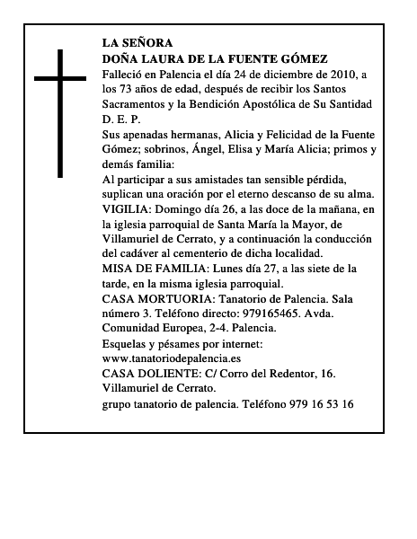 Doña Laura de la Fuente Gómez