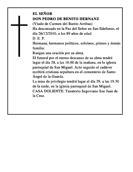Don Pedro de Benito Hernanz