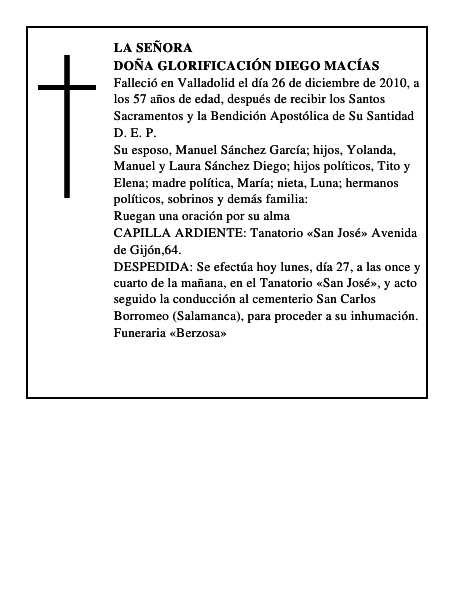 Doña Glorificación Diego Macías