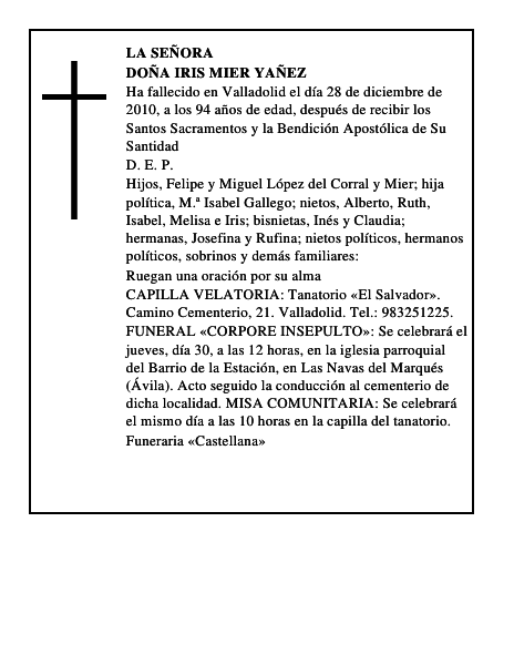 Doña Iris Mier Yañez