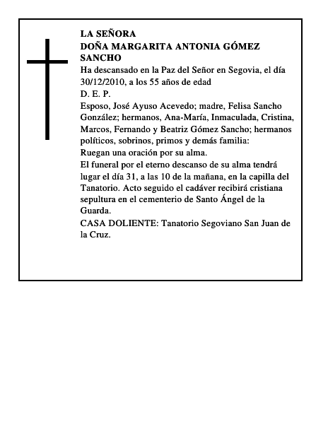 Doña Margarita Antonia Gómez Sancho