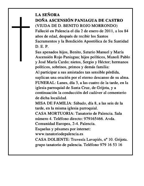 Doña Ascensión Paniagua de Castro