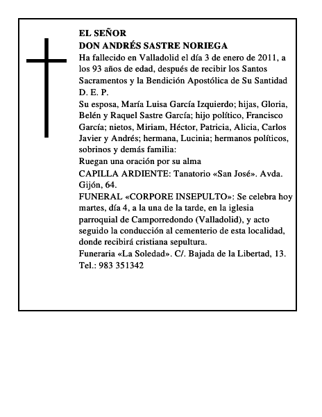 Don Andrés Sastre Noriega