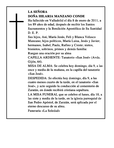 Doña Hilaria Manzano Conde