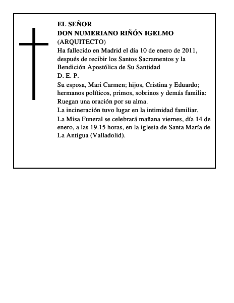 Don Numeriano Riñón Igelmo