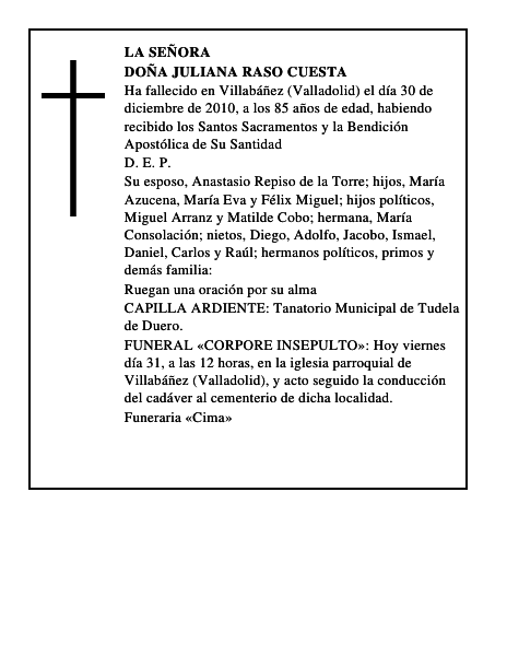 Doña Juliana Raso Cuesta
