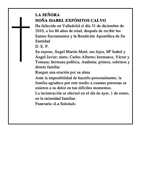 Doña Isabel Expósitos Calvo