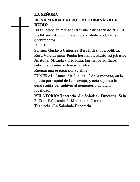 Doña María Patrocinio Hernández Rubio